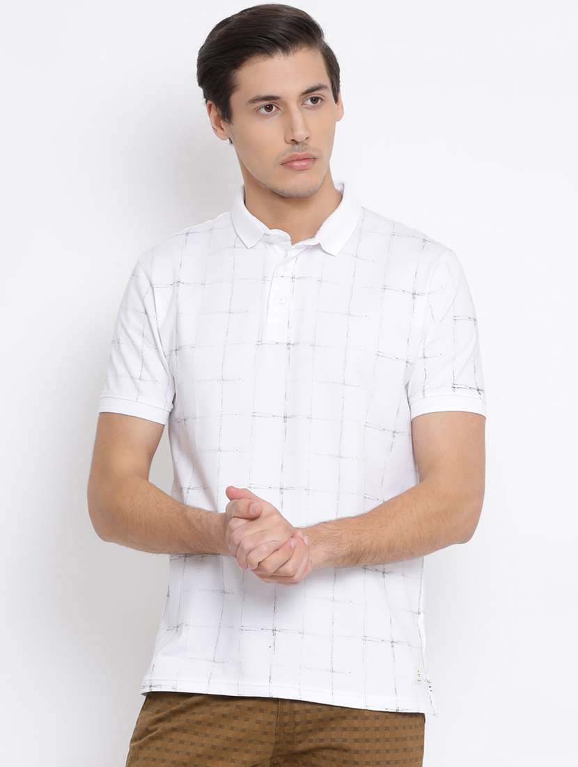 white checkered polo t-shirt