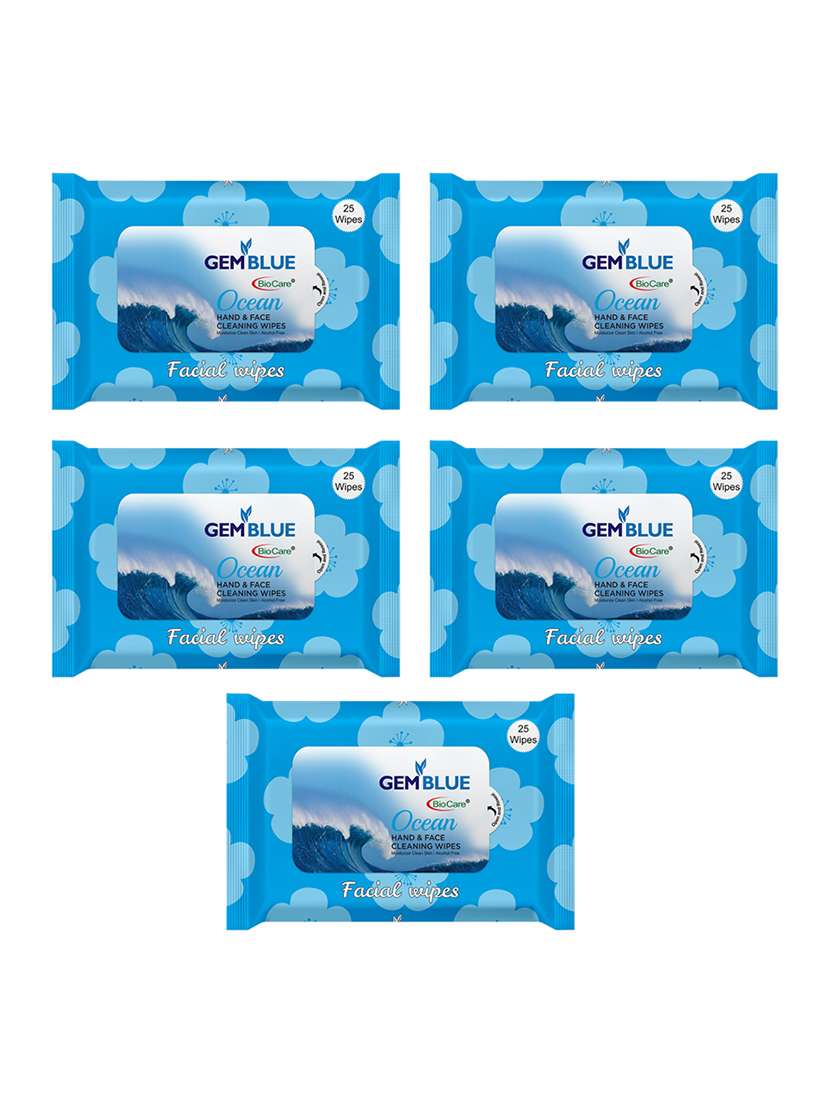 Gemblue Biocare Ocean Facial Wipes Pack Of 5