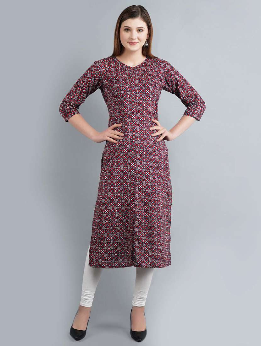 printed straight kurta