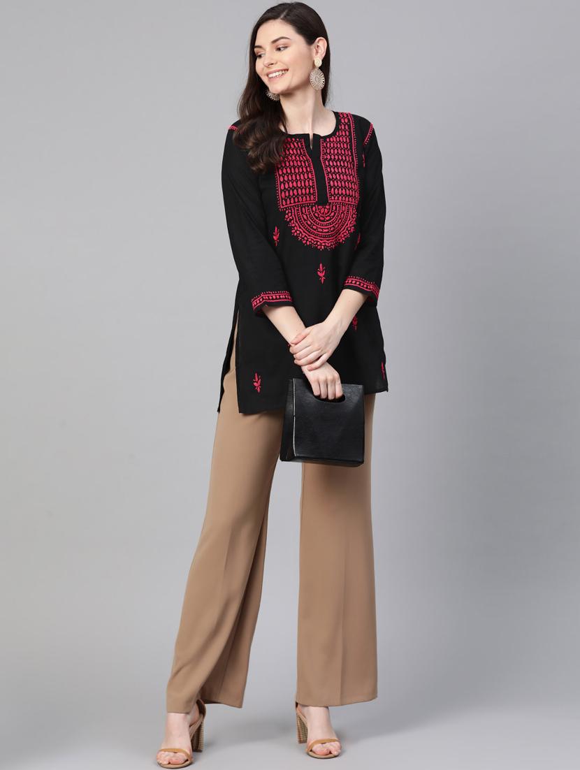 women chikankari straight short kurti - 17094443 - Standard Image - 3