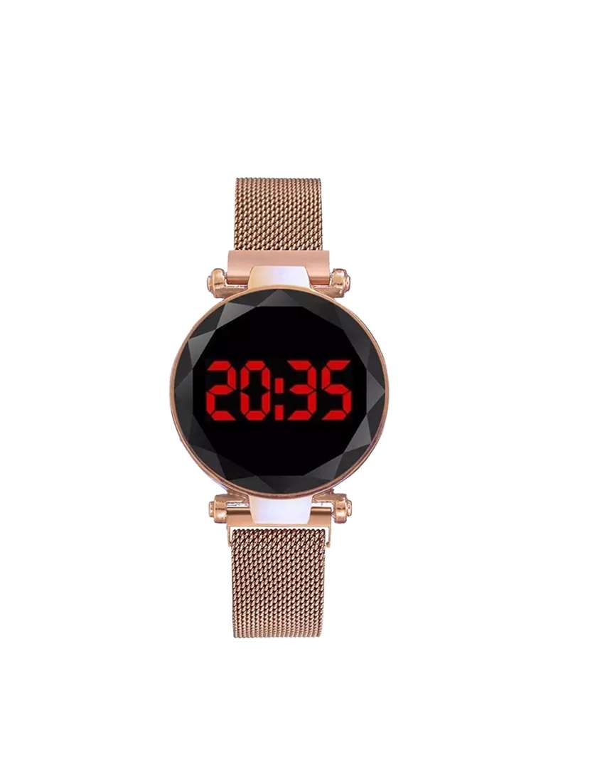 Buy online Farp Digital Golden Colour Magnet Belt Stainless Steel