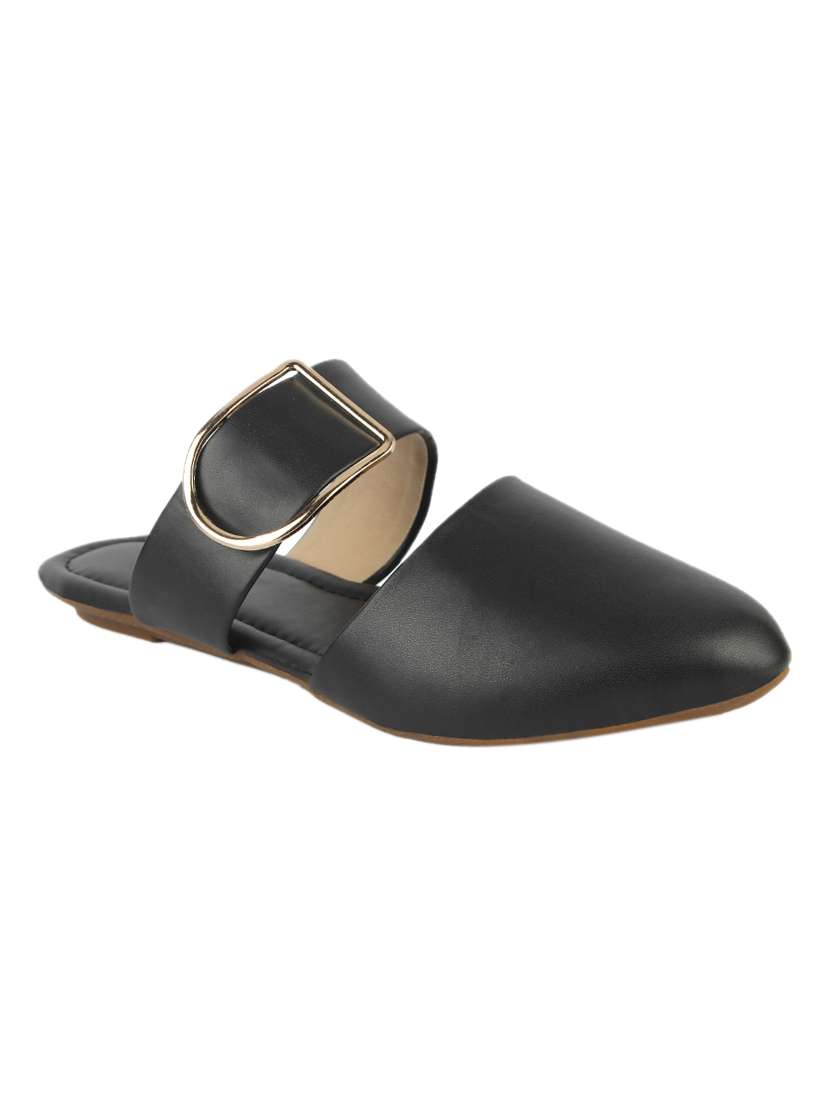 black slip on sandals