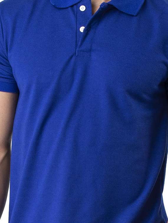 blue solid polo t-shirt - 17098995 -  Standard Image - 3