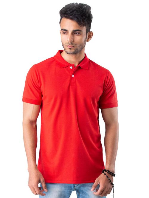 red solid polo t-shirt - 17098998 - Standard Image - 0