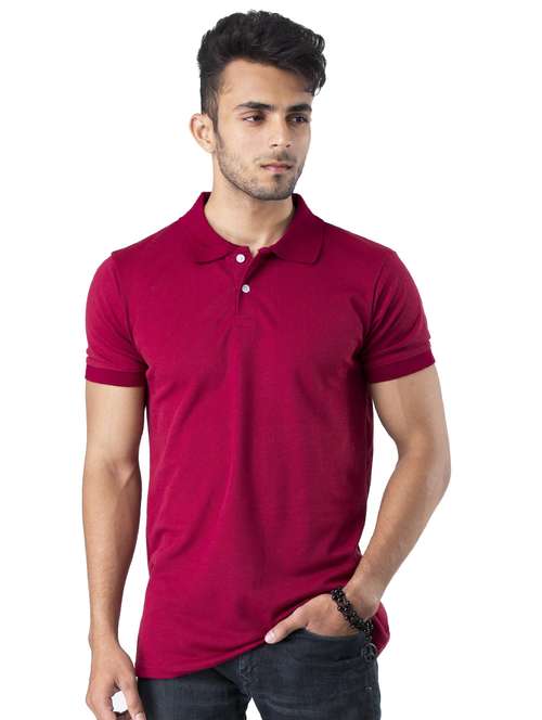 maroon solid polo t-shirt - 17099003 -  Standard Image - 0