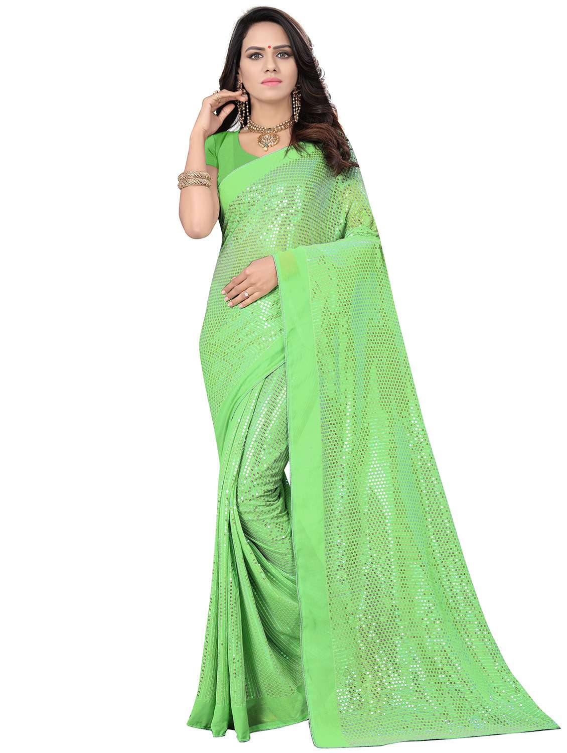 sequin embellished saree with blouse