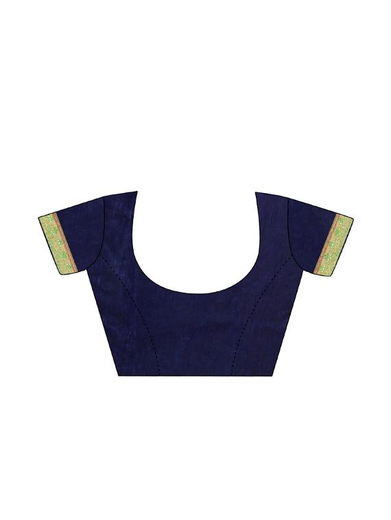 contrast embroidered saree with blouse - 17100478 - Standard Image - 3