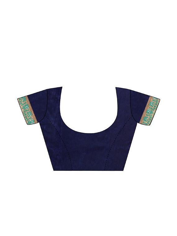 contrast embroidered saree with blouse - 17100482 - Standard Image - 3