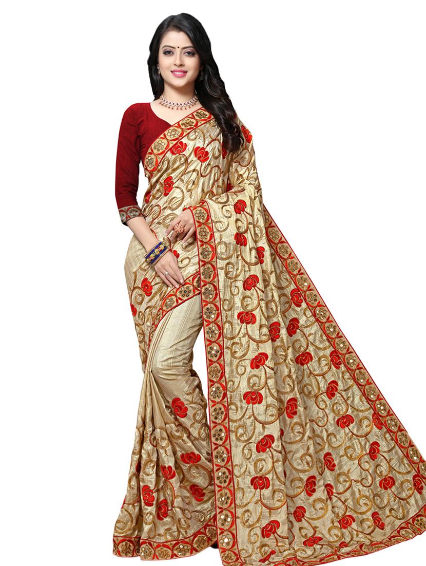 bordered embroidered saree with blouse - 17100490 - Zoom Image - 0