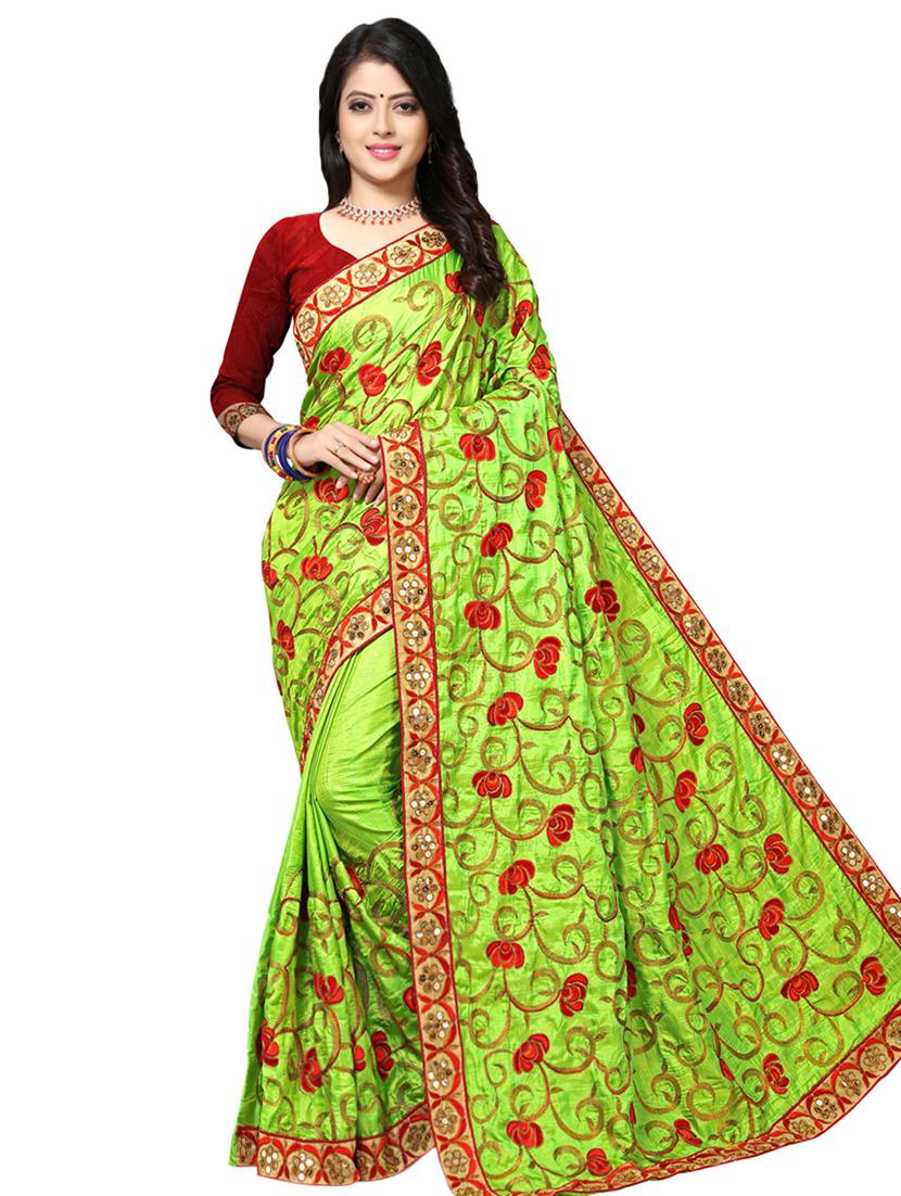 bordered embroidered saree with blouse - 17100492 - Zoom Image - 0