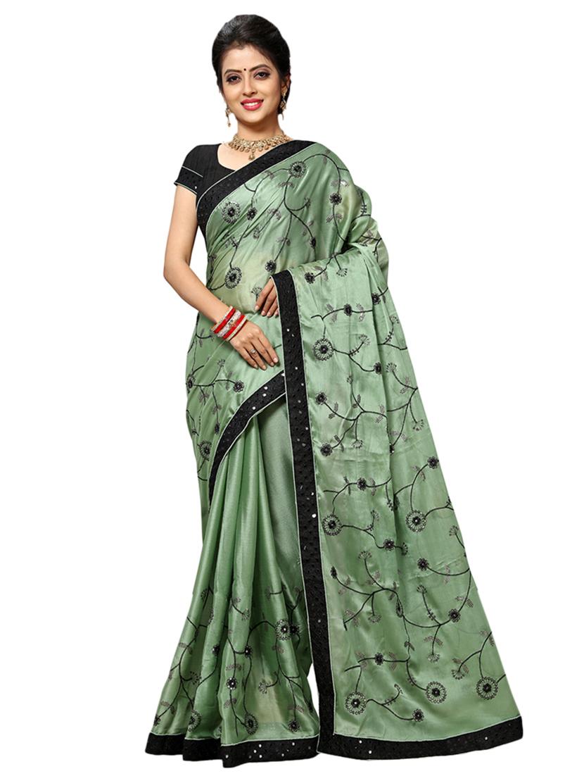 bordered embroidered saree with blouse - 17100502 -  Zoom Image - 0