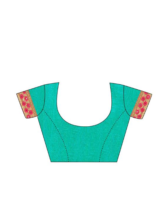 contrast embroidered saree with blouse - 17100520 - Standard Image - 3