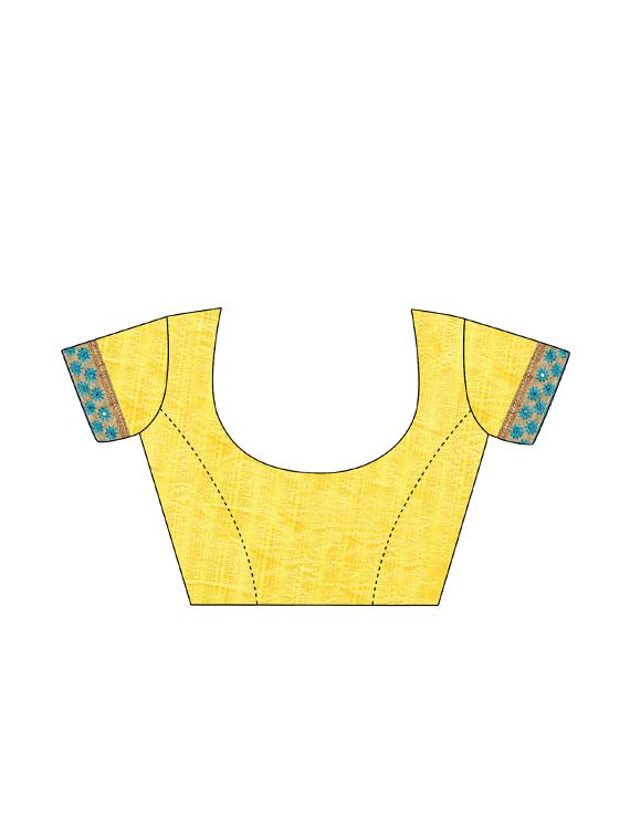contrast embroidered saree with blouse - 17100524 - Standard Image - 3
