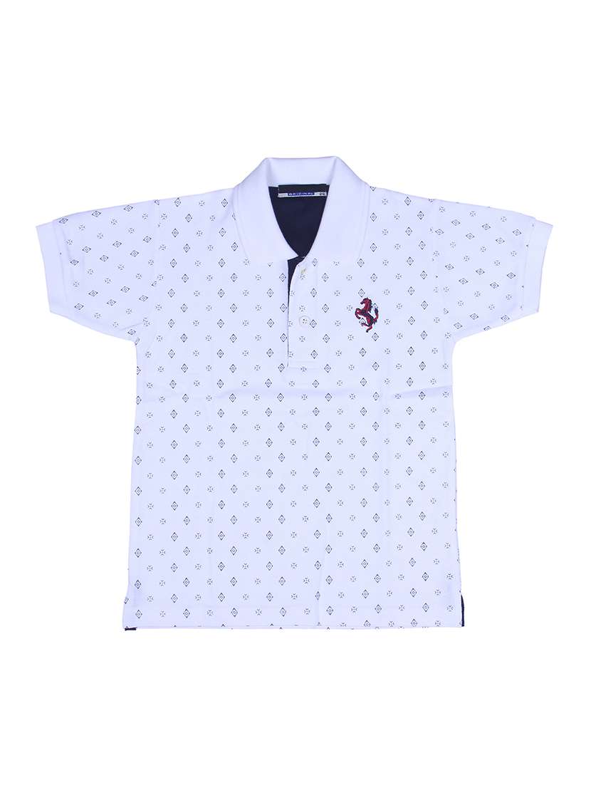 light blue printed polo neck t-shirt - 17100837 - Zoom Image - 0