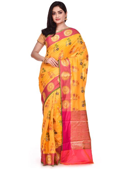 floral banarasi saree with blouse - 17100936 - Standard Image - 0