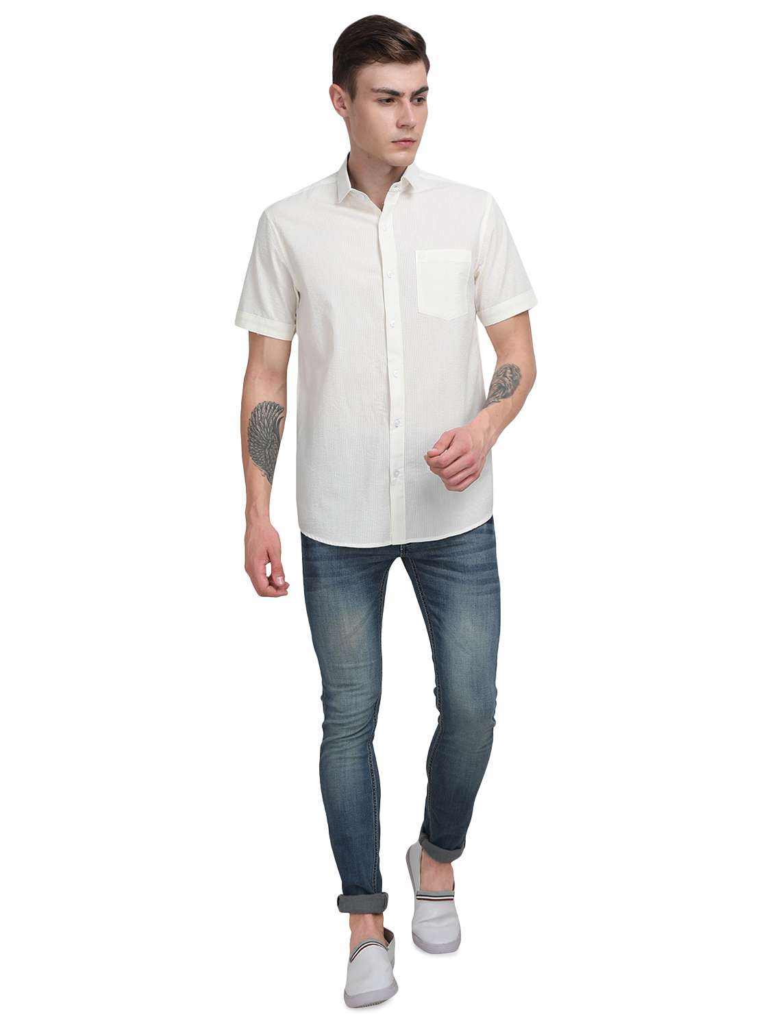 white striped casual shirt - 17102370 - Standard Image - 3
