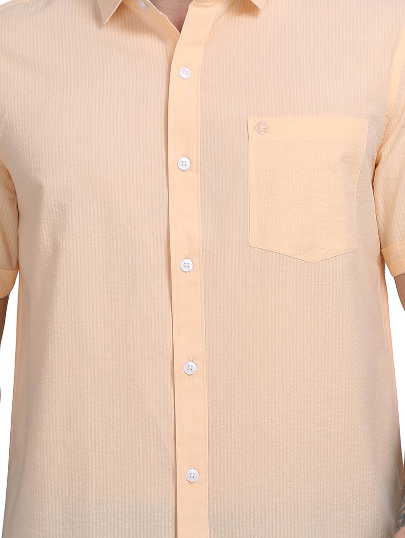 orange striped casual shirt - 17102371 - Standard Image - 3