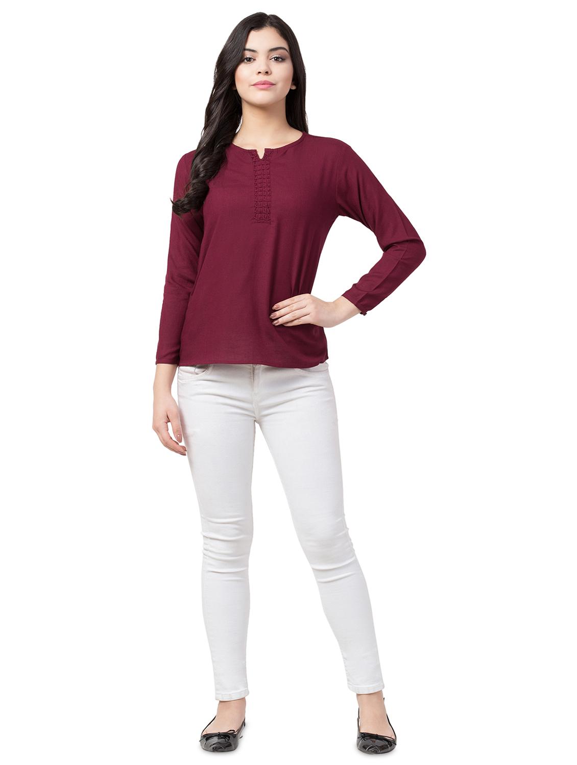 pin tuck detail solid top - 17104117 - Standard Image - 3