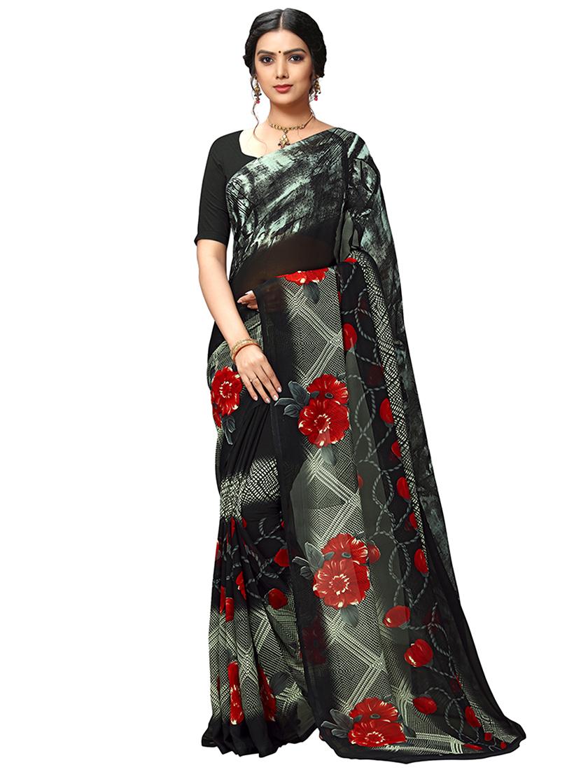 floral printed saree with blouse - 17105196 -  Zoom Image - 0