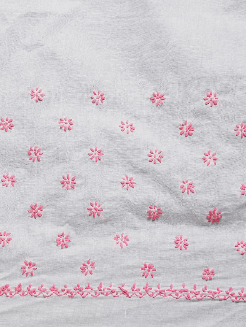 solid chikankari saree with blouse - 17105861 - Standard Image - 3