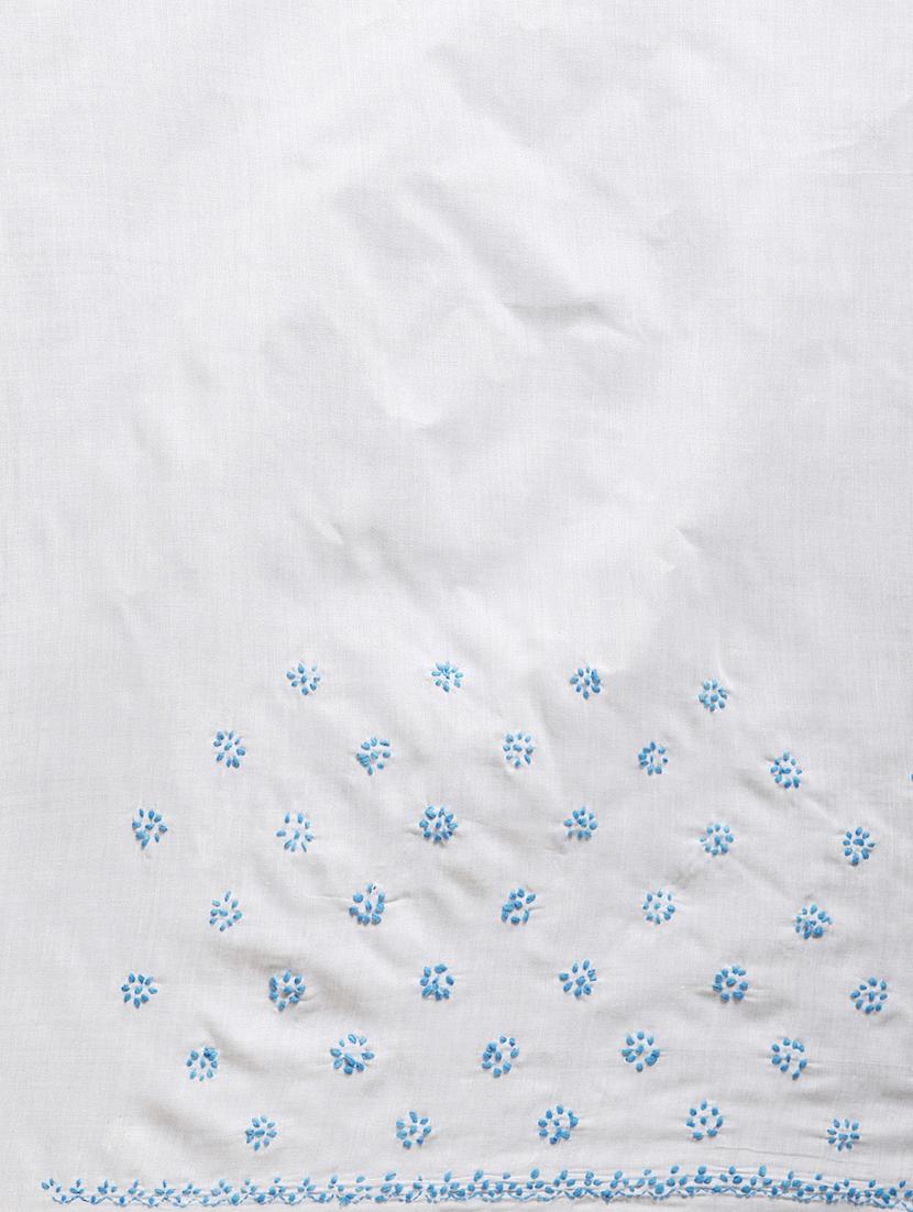solid chikankari saree with blouse - 17105863 - Standard Image - 3