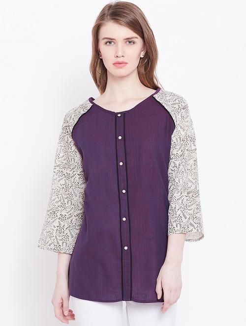 raglan sleeves button-up tunic - 17106194 - Standard Image - 0