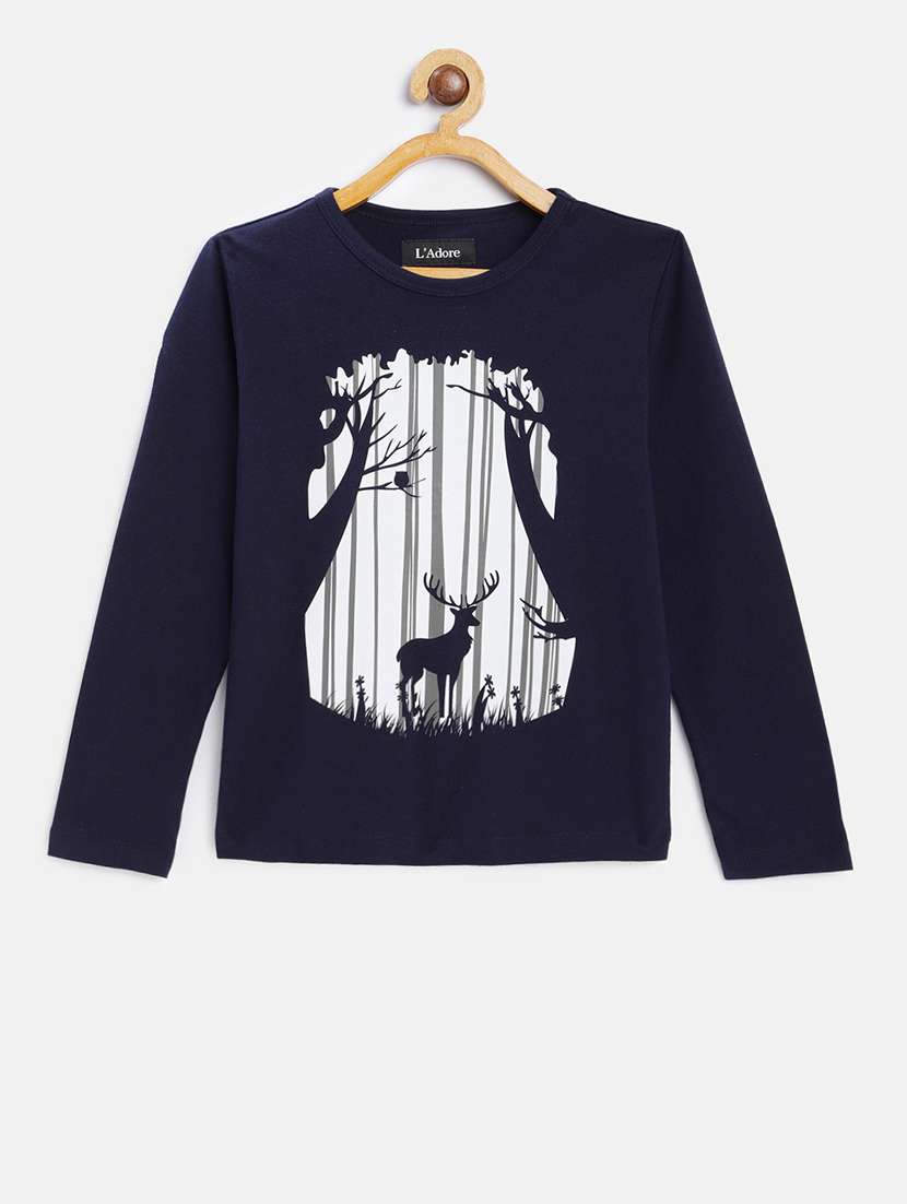 navy blue cotton tshirt - 17107458 - Zoom Image - 0