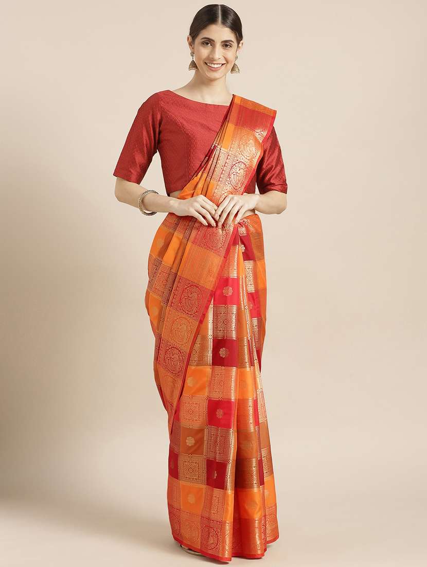 self design banarasi saree with blouse - 17108994 - Zoom Image - 0