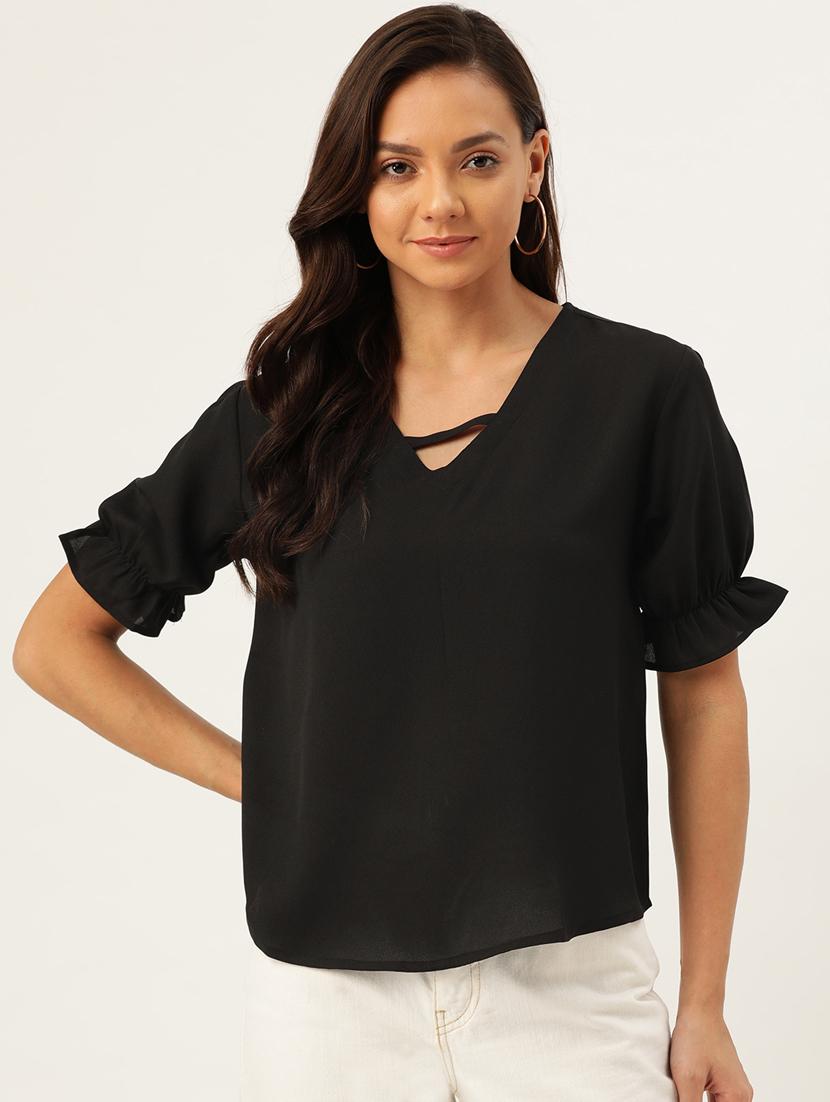 women's straight v neck top - 17111987 -  Zoom Image - 0