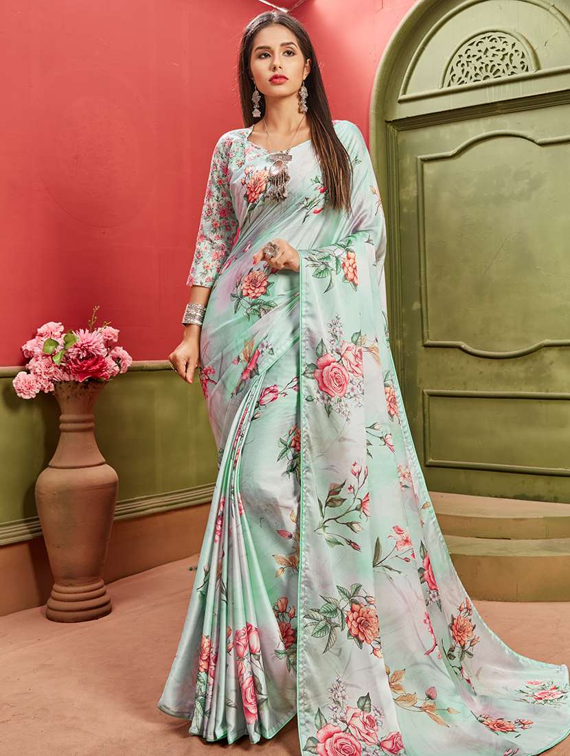 floral printed saree with blouse