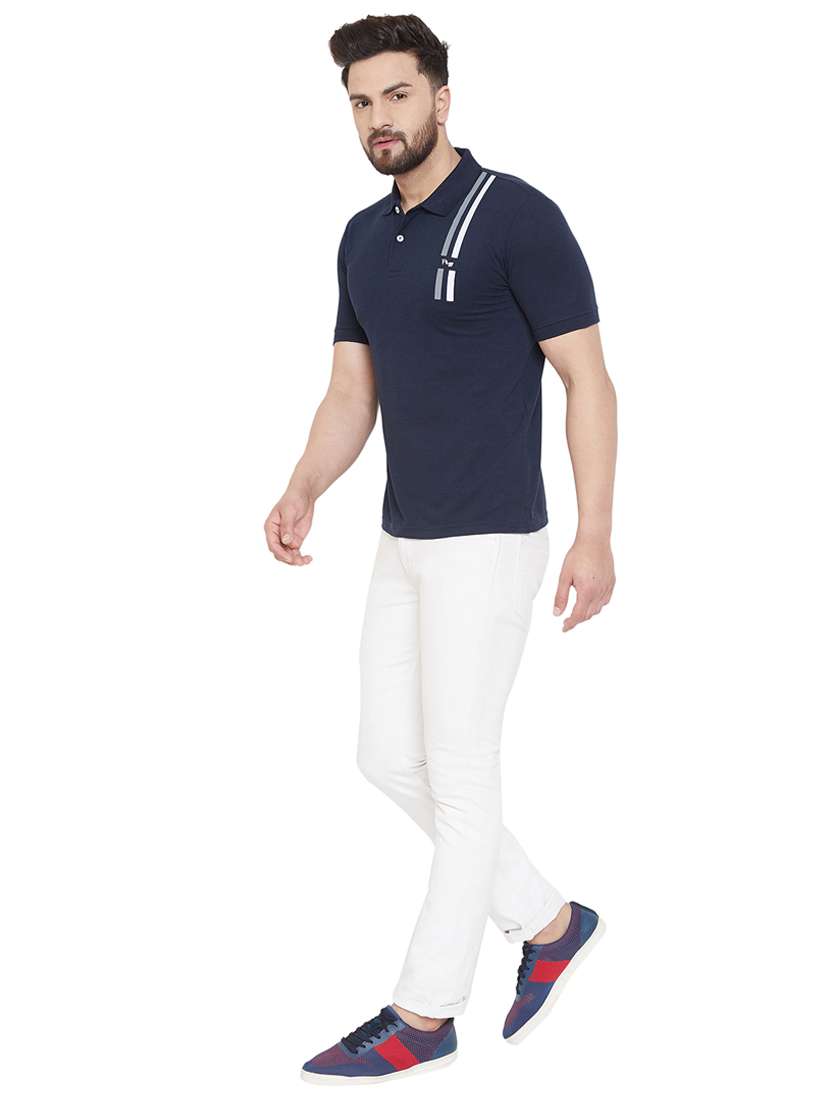 navy blue printed polo t-shirt - 17115708 - Standard Image - 3
