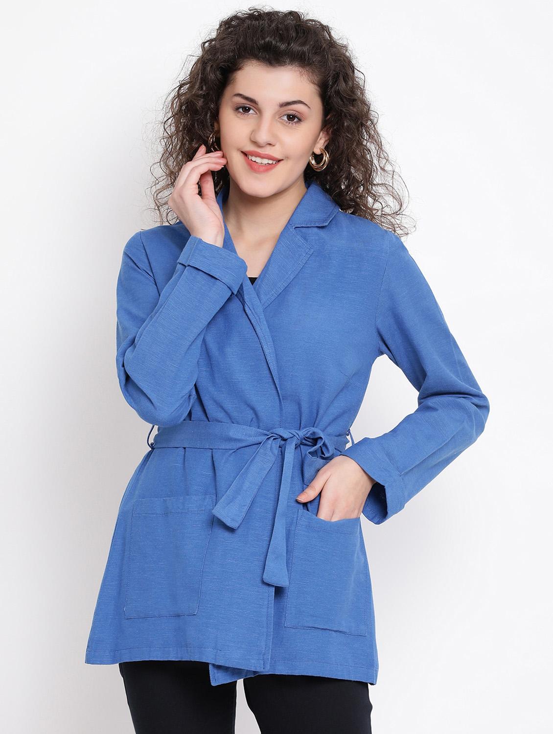 lapel neck solid summer jacket