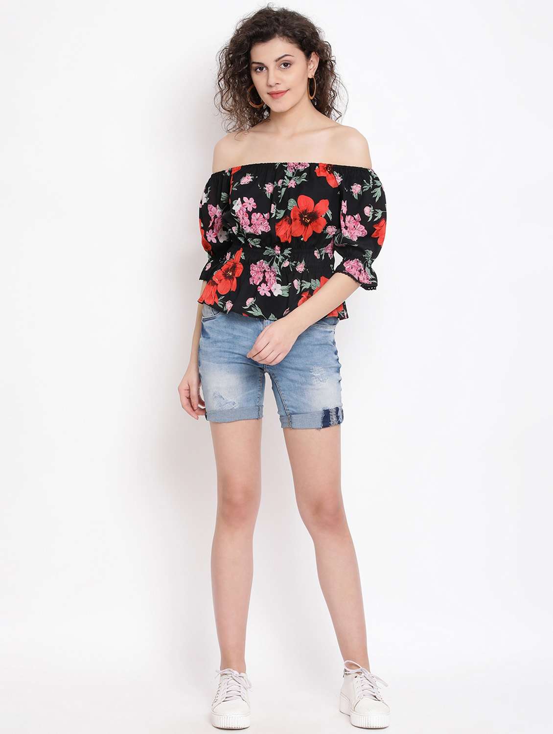 off shoulder floral top - 17116494 - Standard Image - 3