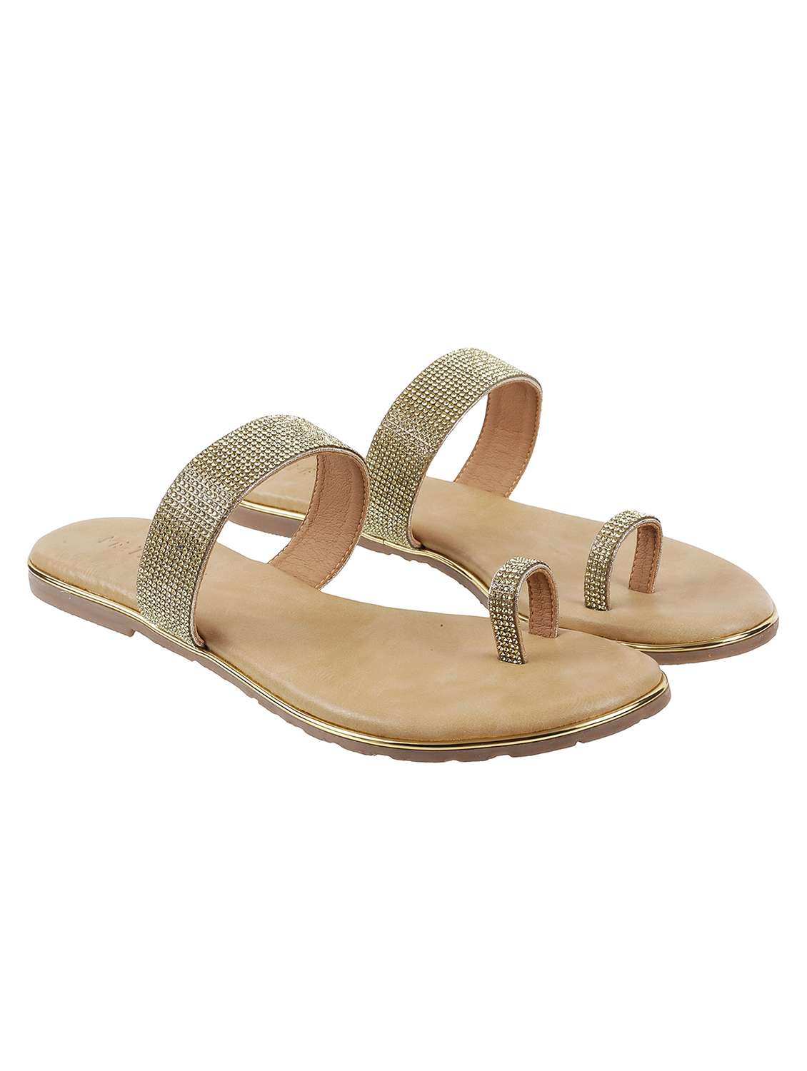 Gold Metro Flat Sandals Buy Online Gold One Toe Sandals From Flats - Main Image