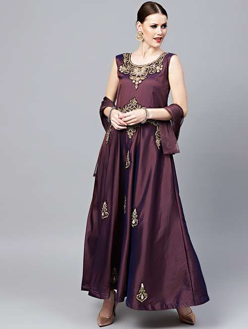 embellished a-line gown - 17117998 - Standard Image - 0