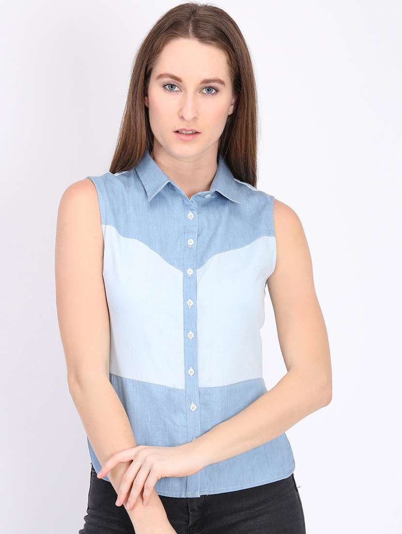 color block sleeveless shirt 