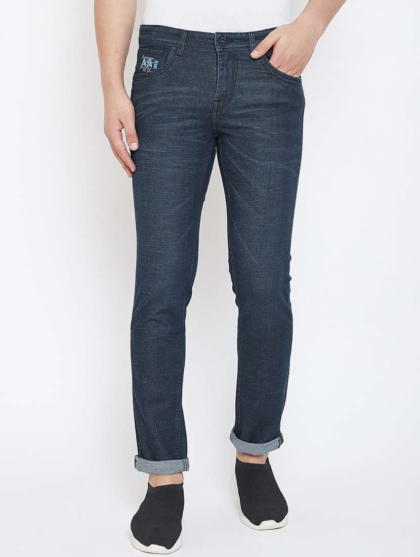 blue light washed denim jeans