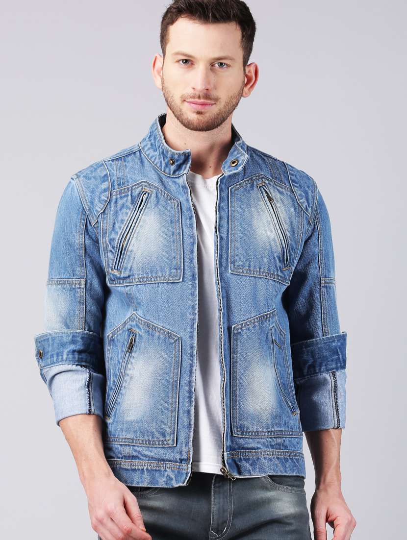 blue washed denim jacket