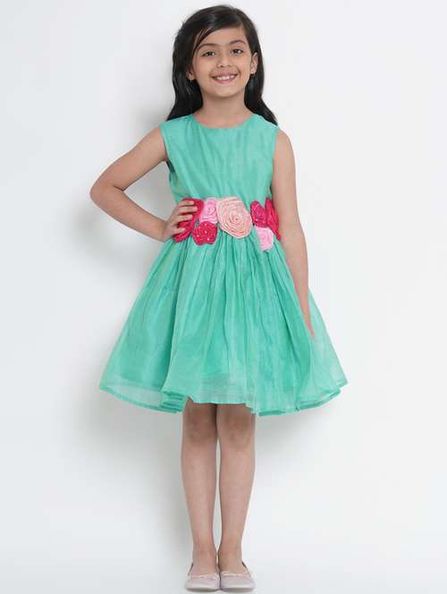 green cotton blend frock - 17120454 - Standard Image - 0