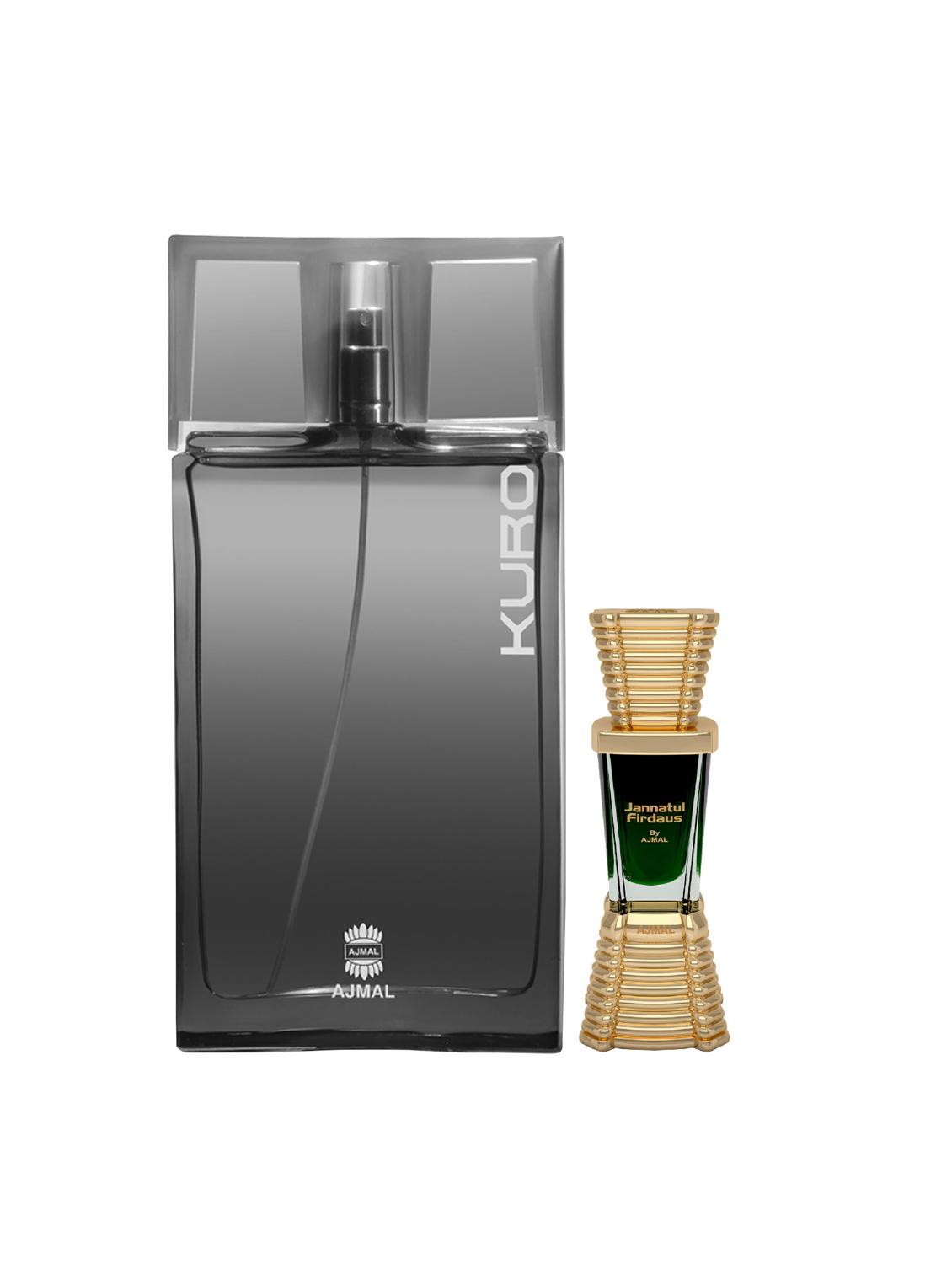 ajmal kuro edp 90ml for men and jannatul firdaus cp alcohol-free attar 10ml for unisex + 2 parfum testers free - 17120836 - Zoom Image - 0