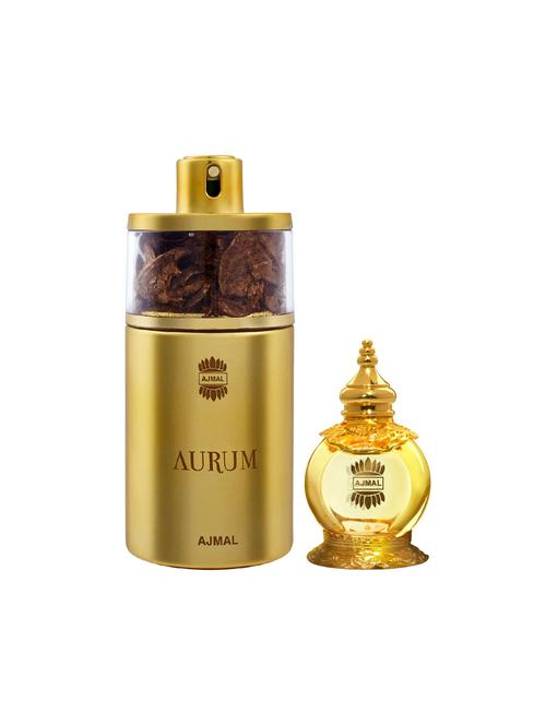 ajmal aurum edp 75ml for women and mukhallat al wafa cp musky alcohol-free attar 12ml for unisex + 2 parfum testers free - 17120849 - Standard Image - 0