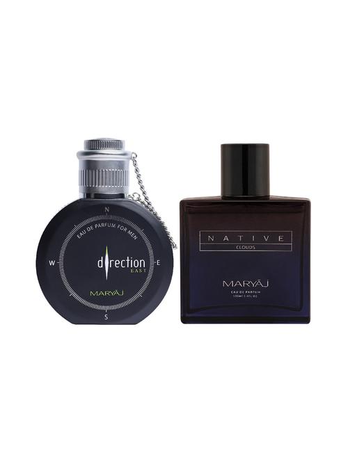 maryaj direction east edp spicy 100ml for men and maryaj native clouds edp aromatic 100ml for unisex + 2 parfum testers free - 17120927 - Standard Image - 0