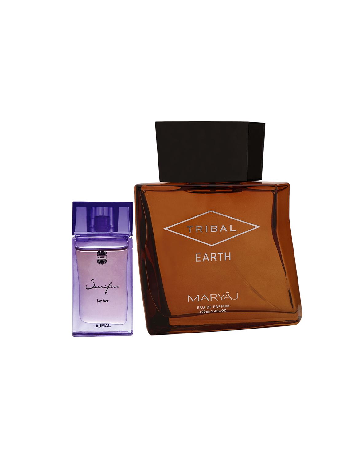 ajmal sacrifice for her cp 10ml for women and maryaj tribal earth edp 100ml for unisex + 2 parfum testers free - 17122228 - Zoom Image - 0