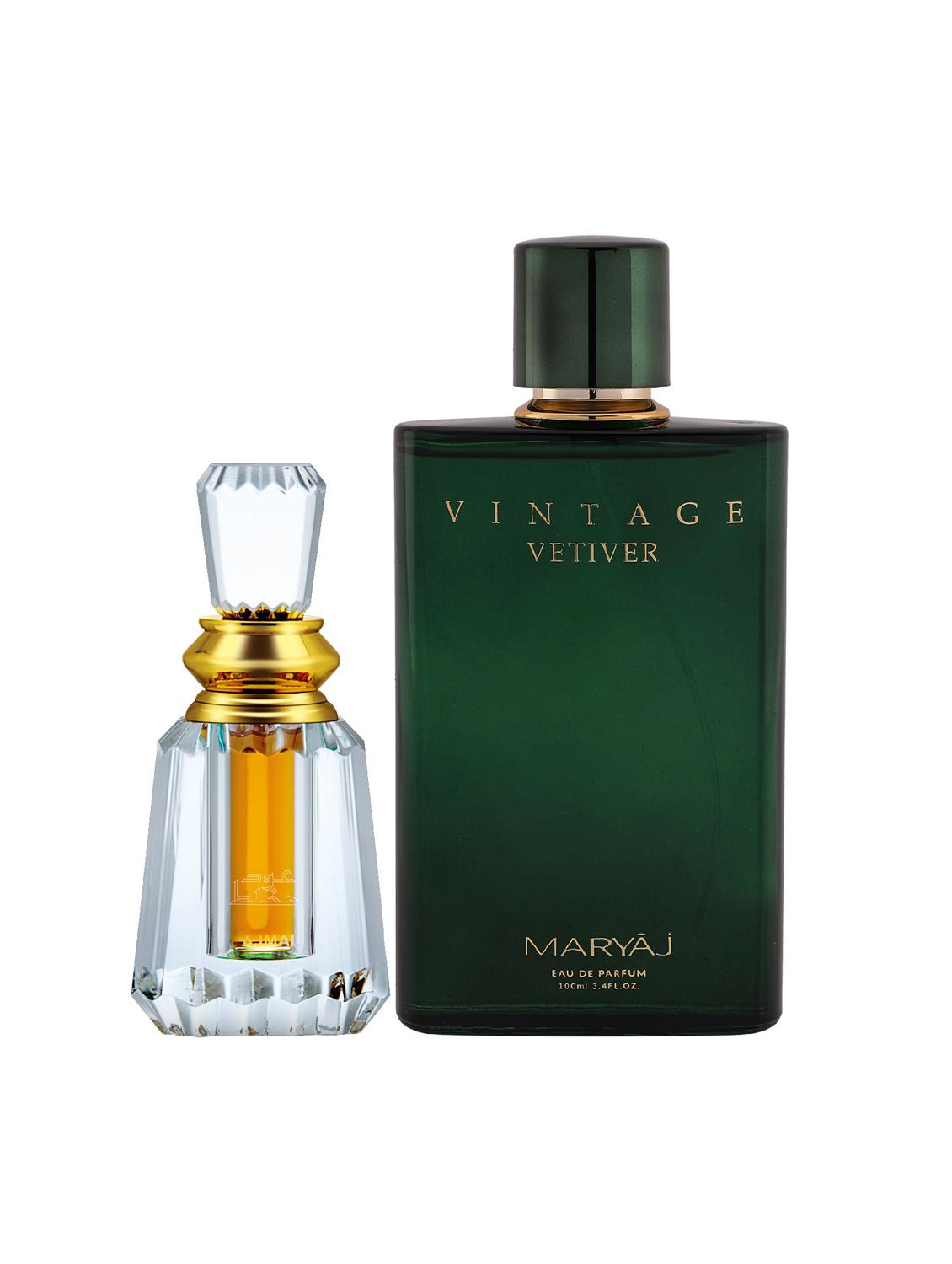 ajmal oudh mukhallat cp oudhy 6ml for unisex and maryaj vintage vetiver edp 100ml for unisex + 2 parfum testers free - 17122267 -  Zoom Image - 0