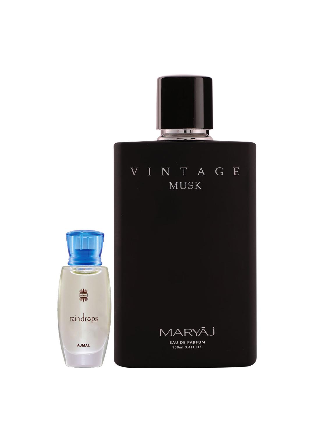 ajmal raindrops cp alcohol-free attar 10ml for women and maryaj vintage edp musky 100ml for unisex + 2 parfum testers free - 17122287 - Zoom Image - 0