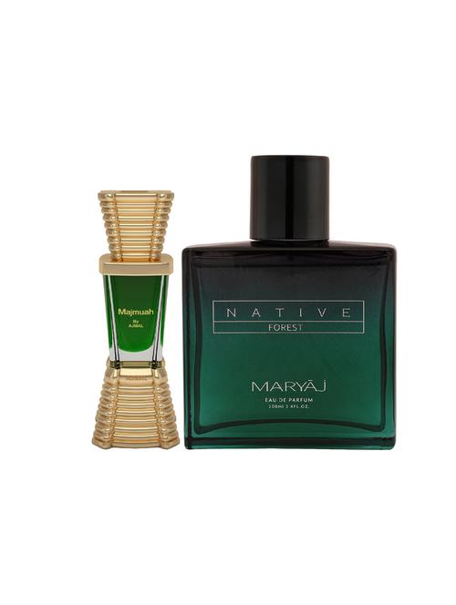 ajmal majmua cp alcohol-free attar 10ml for unisex and maryaj native forest edp 100ml for unisex + 2 parfum testers free - 17122303 -  Standard Image - 0