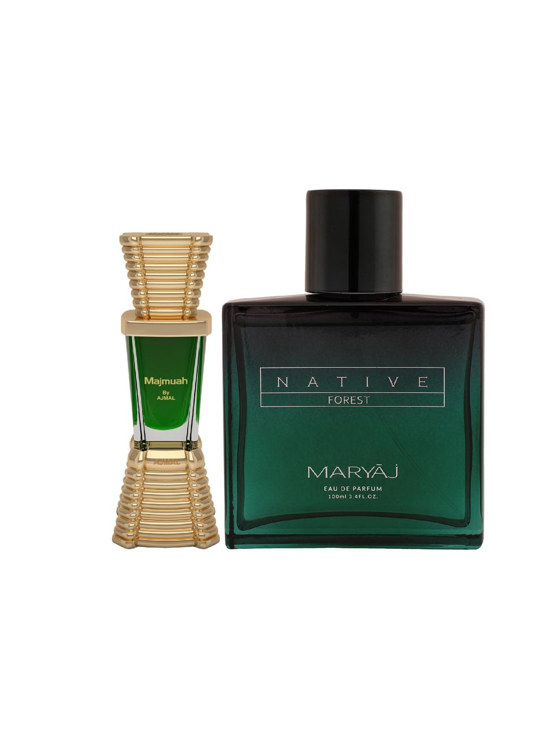 ajmal majmua cp alcohol-free attar 10ml for unisex and maryaj native forest edp 100ml for unisex + 2 parfum testers free - 17122303 -  Zoom Image - 0