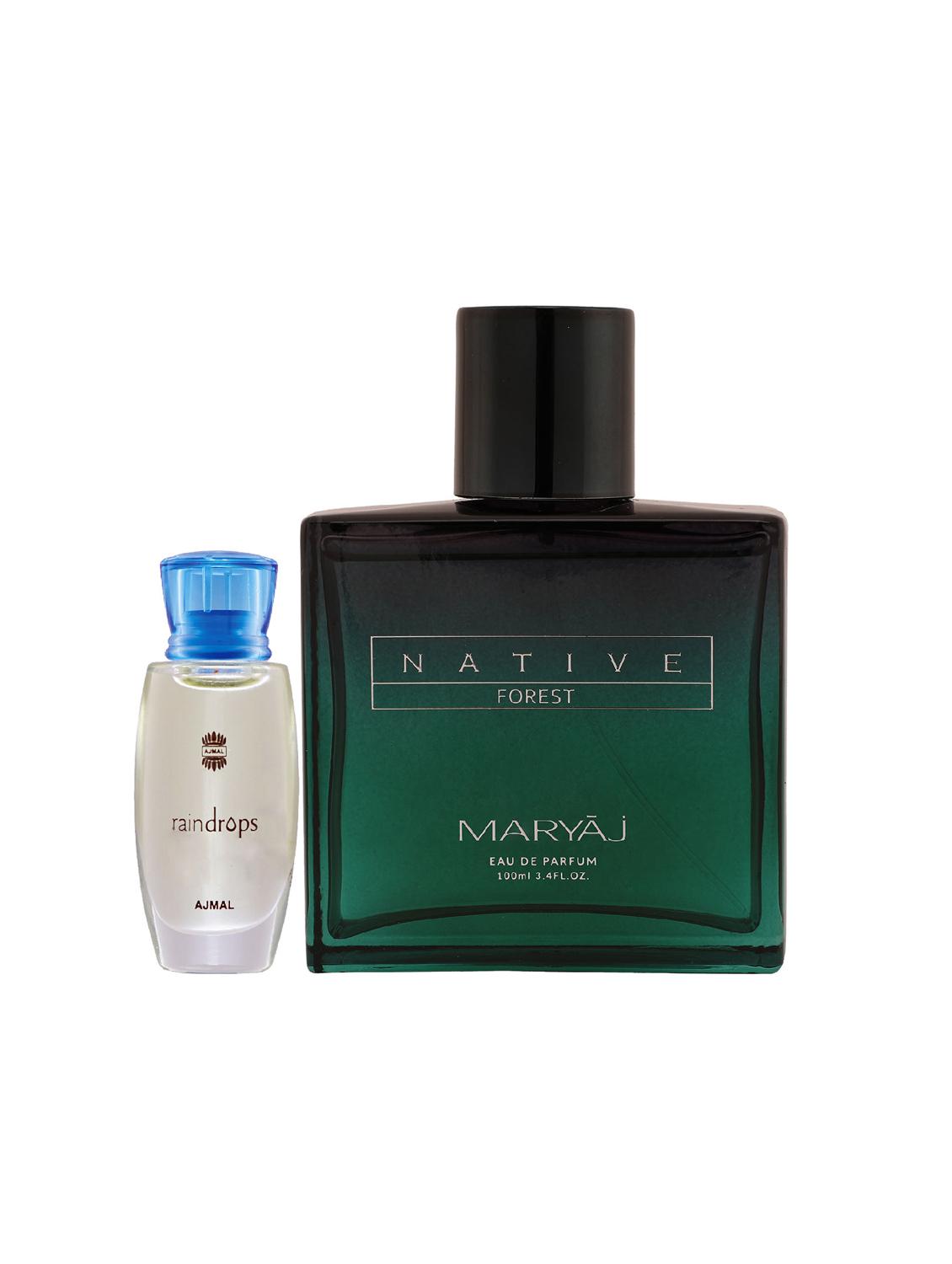 ajmal raindrops cp alcohol-free attar 10ml for women and maryaj native forest edp 100ml for unisex + 2 parfum testers free - 17122309 - Zoom Image - 0
