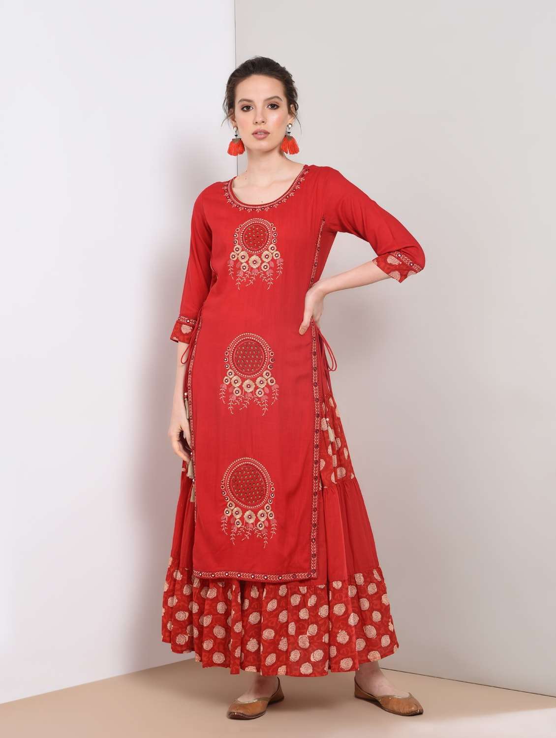 embroidered  flared kurta