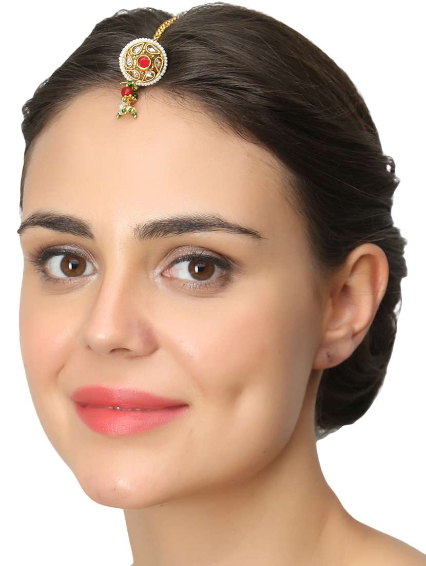 multi colored metal maang teekas & passa - 17124493 -  Standard Image - 3